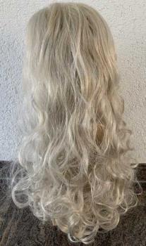 Wig with long hair, curled - silver/white